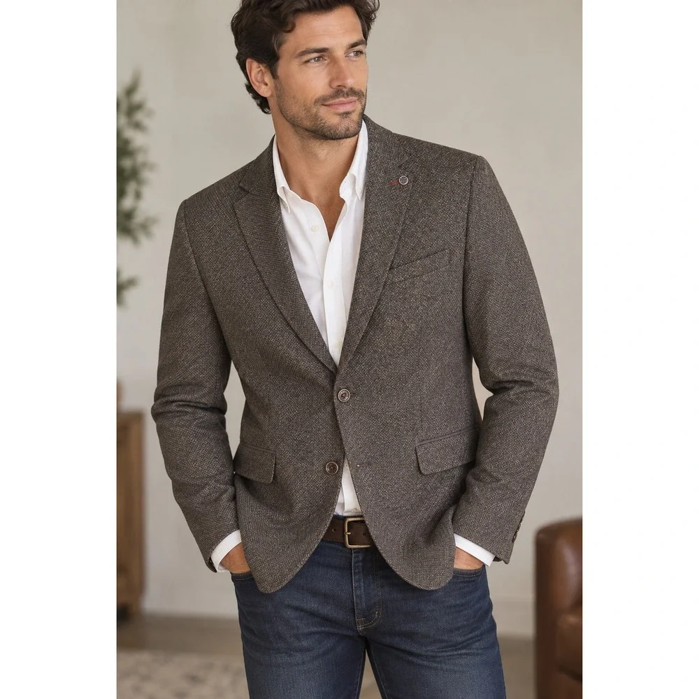Ted Baker London Glen Gray Herringbone Wool Blend Blazer Jacket Size 5 XL
